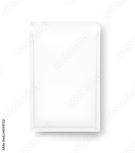 High realistic bag with gasset mockup. Front view. Vector illustration isolated on white background. Ready for use in presentation, promo, advertising and more. EPS10.	