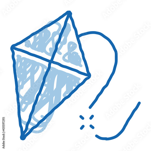 flying kite doodle icon hand drawn illustration