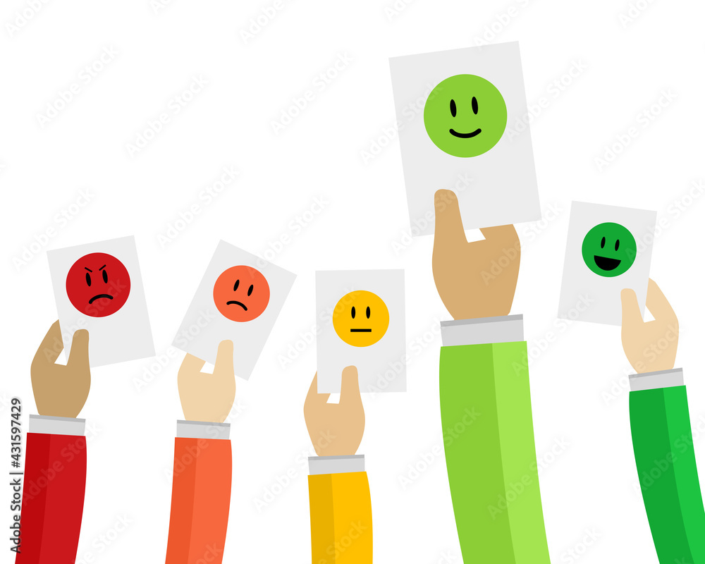 Enquête de satisfaction : client heureux Stock Illustration | Adobe Stock