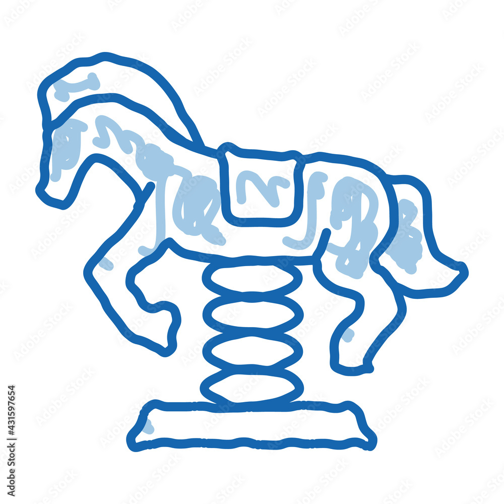Obraz premium horse ride for children doodle icon hand drawn illustration