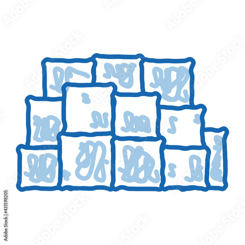 mountain of cheese cubes doodle icon hand drawn illustration