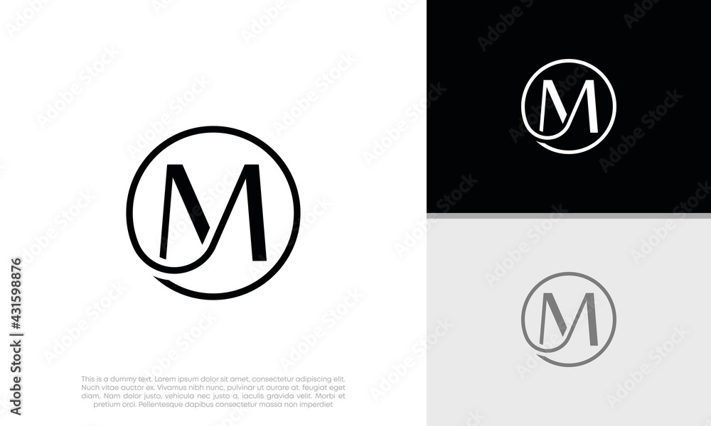 Initials M logo design. Initial Letter Logo.	

