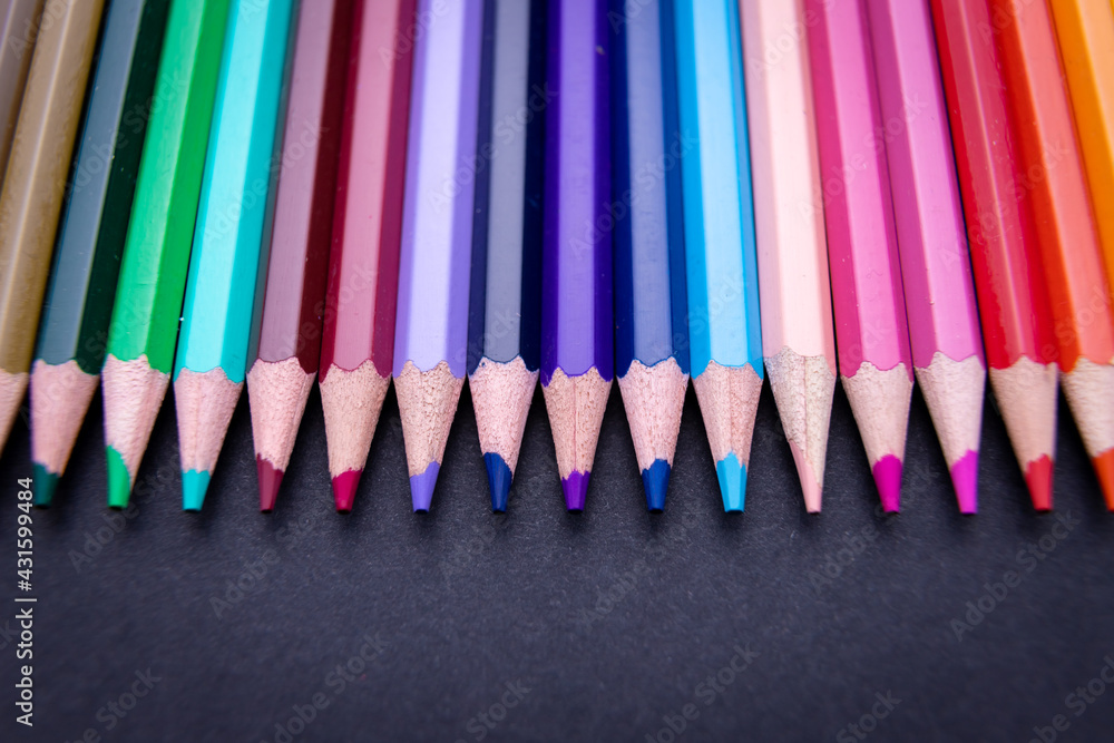 Colorful Pencil Set on Black background Colorful Pencil Set on Black background