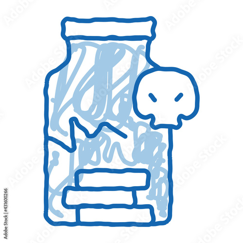 cracked bottle of pills doodle icon hand drawn illustration