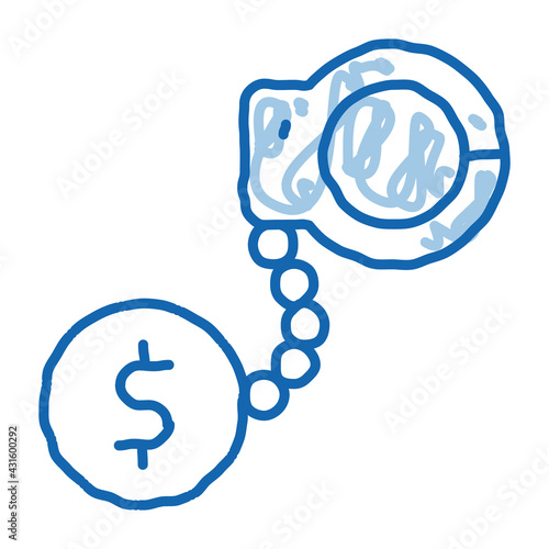 jail or freedom for money bail doodle icon hand drawn illustration