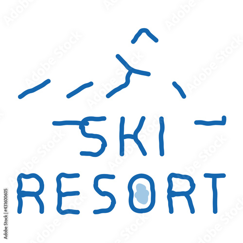 ski resort doodle icon hand drawn illustration