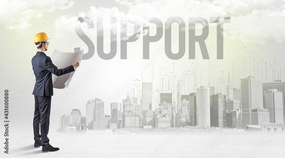 Young businessman with hard hat