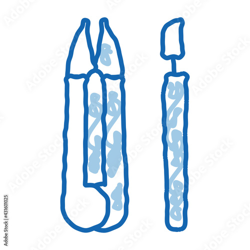 leather craft instruments doodle icon hand drawn illustration