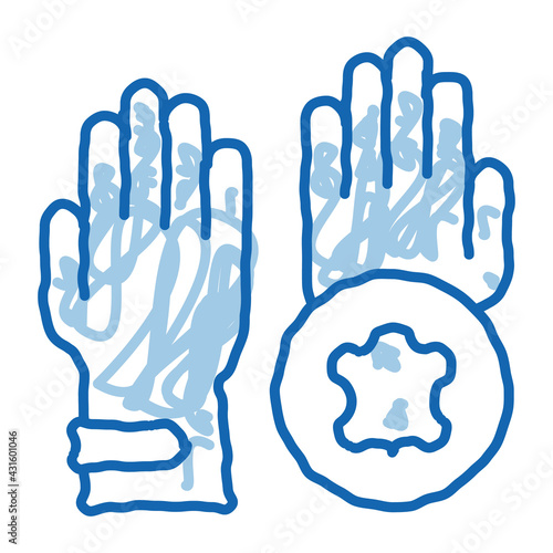 leather gloves doodle icon hand drawn illustration