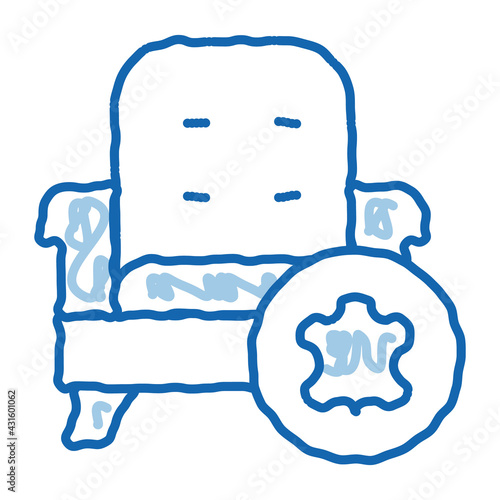 leather armchair doodle icon hand drawn illustration