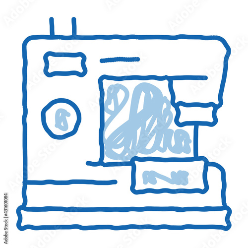 sewing machine doodle icon hand drawn illustration