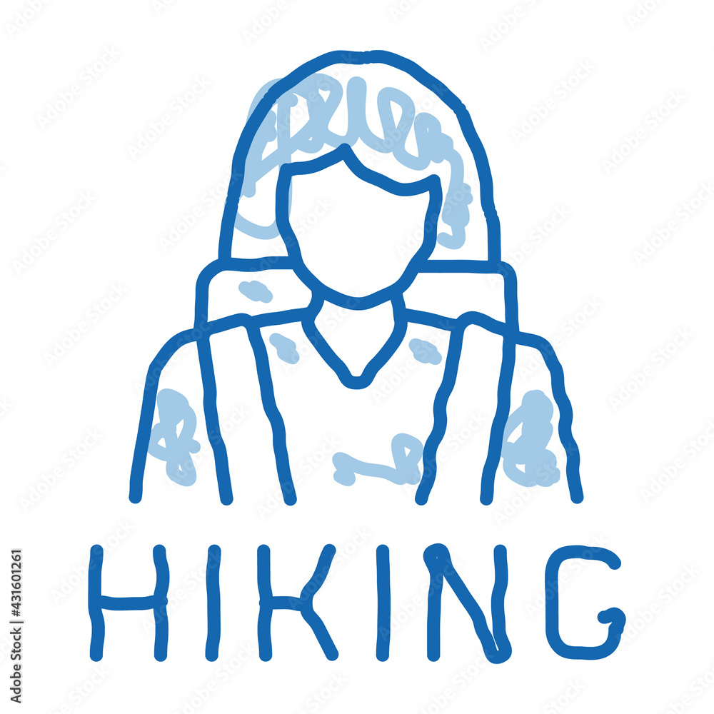 hiking woman doodle icon hand drawn illustration hiking woman doodle icon hand drawn illustration