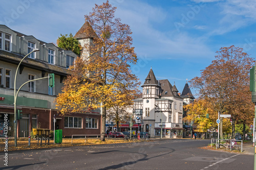 Photography Street Drakestrasse with the building listed as cultural monument of Lichterfeld