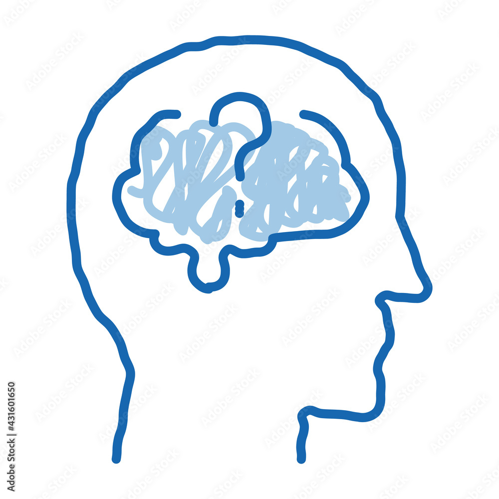 brain question mark doodle icon hand drawn illustration brain question mark doodle icon hand drawn illustration