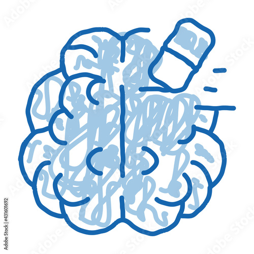 brain mind erase eraser doodle icon hand drawn illustration