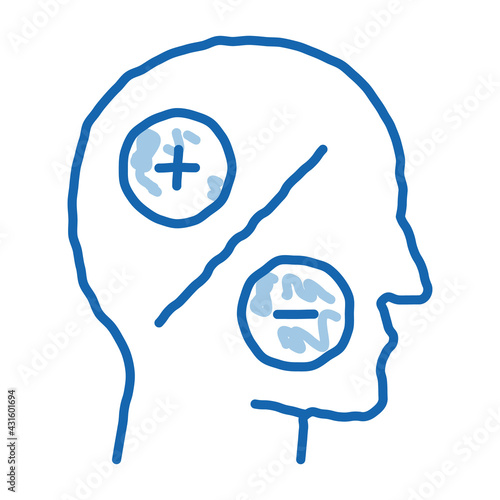 human head plus minus doodle icon hand drawn illustration