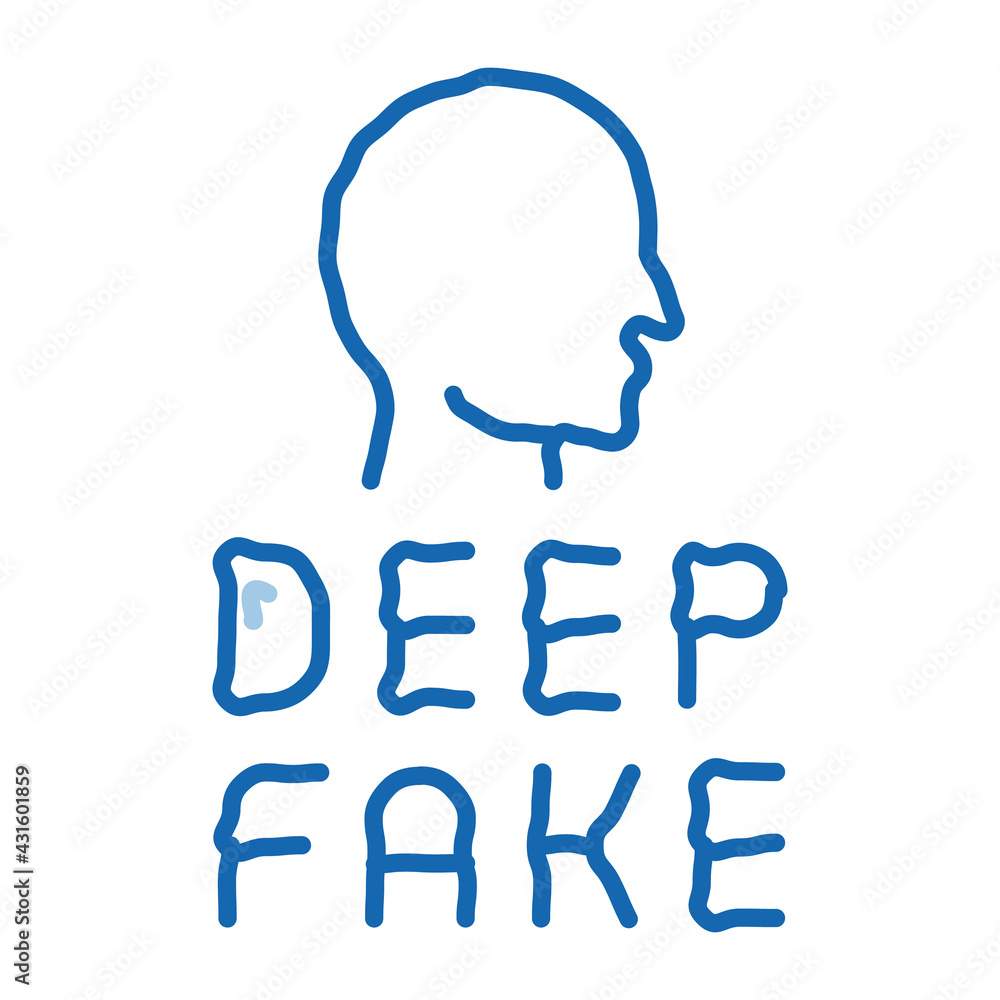 deepfake human face doodle icon hand drawn illustration