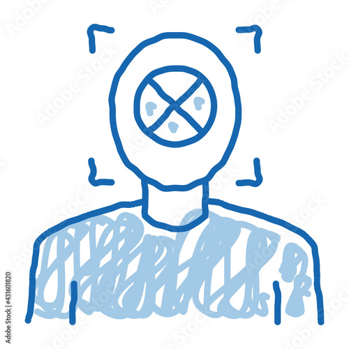 deepfake human silhouette doodle icon hand drawn illustration