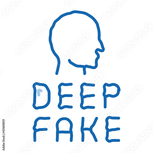 deepfake human face doodle icon hand drawn illustration