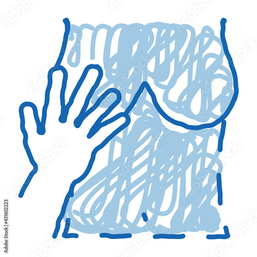 hand touching boobs doodle icon hand drawn illustration
