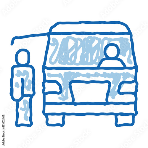 fast food van vehicle doodle icon hand drawn illustration