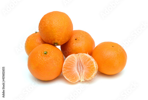 Ripe mandarin citrus isolated tangerine mandarine orange on white background. 