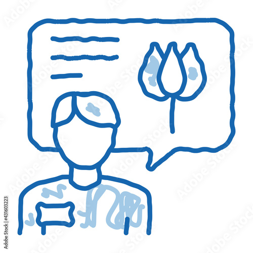 flower shop seller consultant doodle icon hand drawn illustration