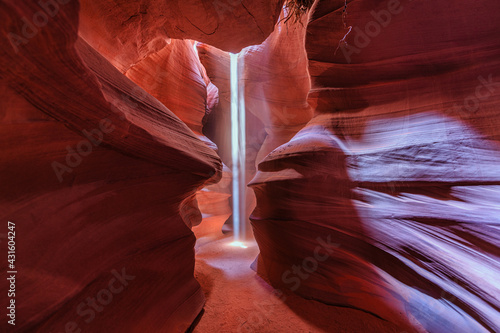 Antelope Canyon Arizona - mystic ray of sunshine. Canyon feeling and travel concept