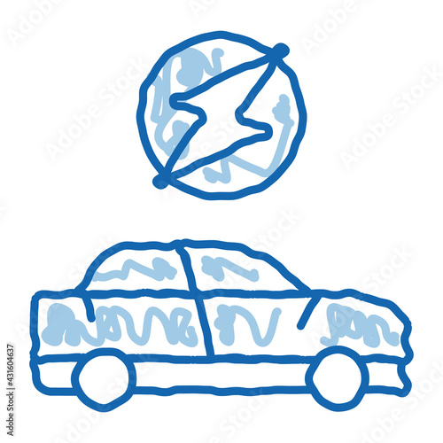 electro car doodle icon hand drawn illustration