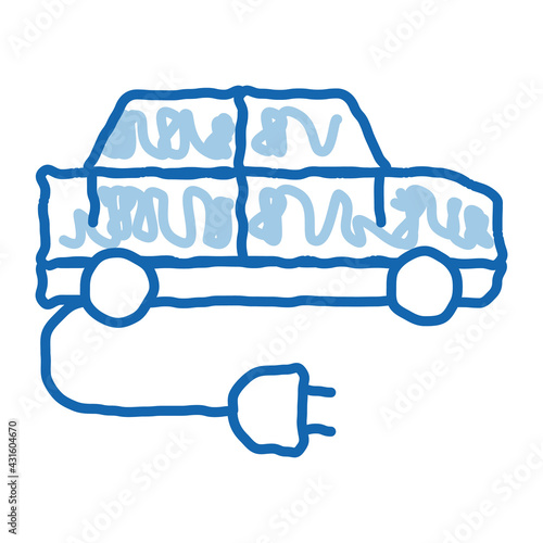 electro car charging socket doodle icon hand drawn illustration