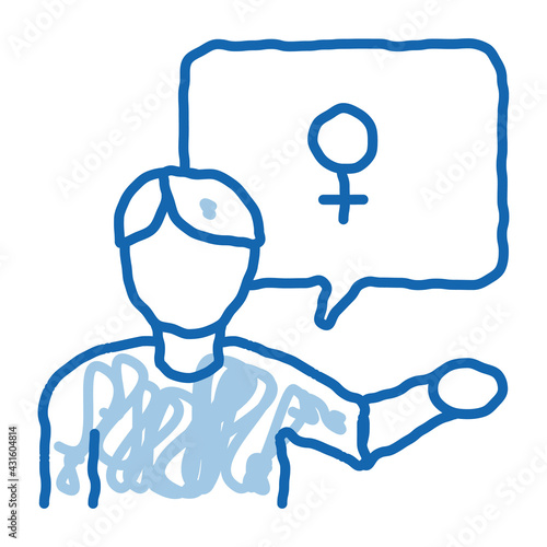 man talking about gay doodle icon hand drawn illustration
