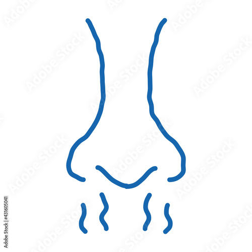nose odor steam doodle icon hand drawn illustration