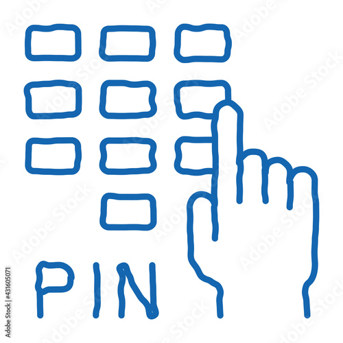 entre pin code doodle icon hand drawn illustration