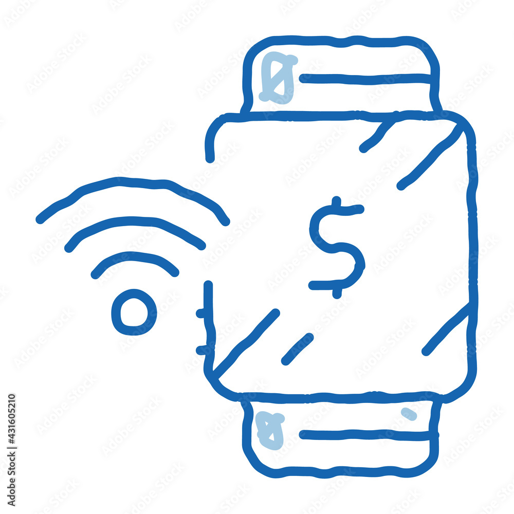 watch pay pass doodle icon hand drawn illustration watch pay pass doodle icon hand drawn illustration