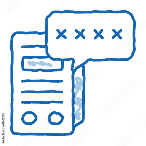 pos terminal pin code doodle icon hand drawn illustration