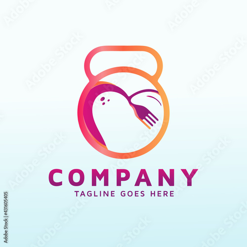 restaurants with fitness icon vector logo design.