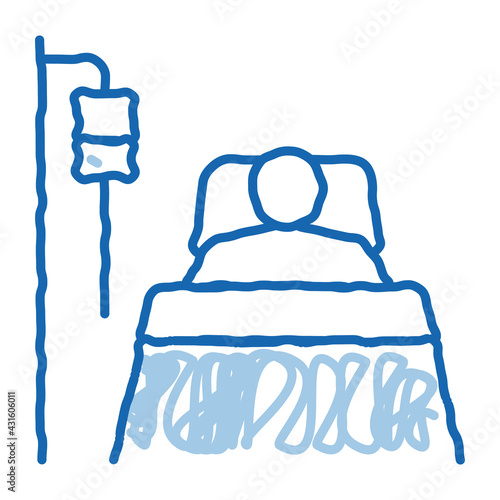 patient in resuscitation doodle icon hand drawn illustration
