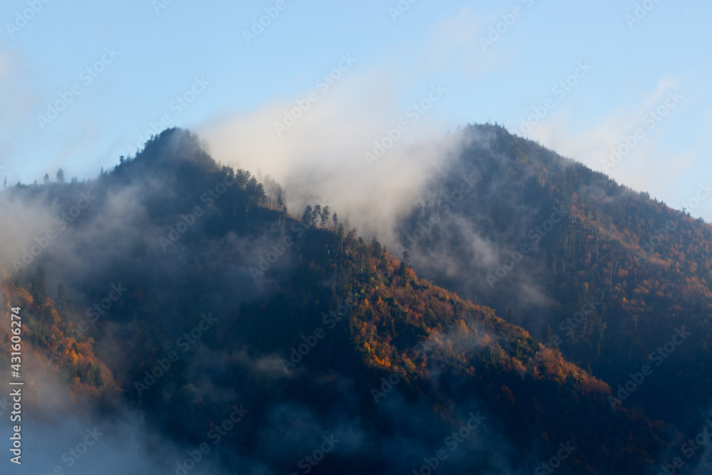 Mountain Morning with clouds