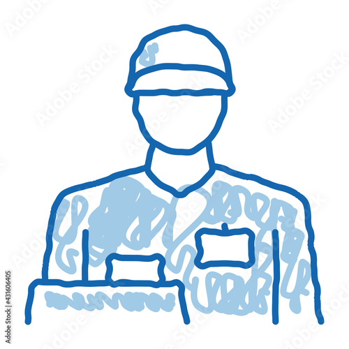 cashier profession doodle icon hand drawn illustration