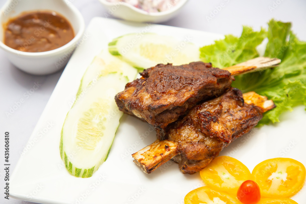 grilled goat ribs with vegetables grilled goat ribs with vegetables