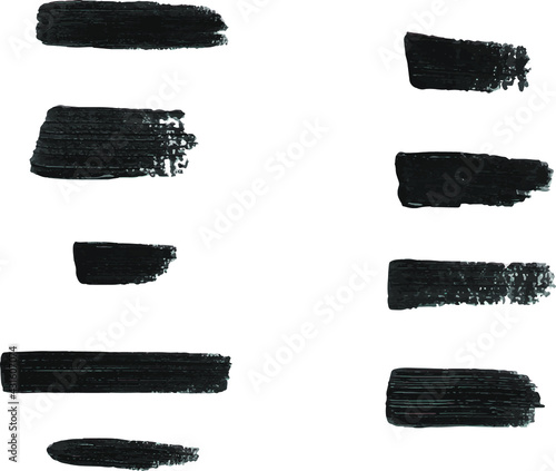 Textured brush stroke, hand-drawing lines in black color, vector EPS 10. Acrylic paint lines, isolated.