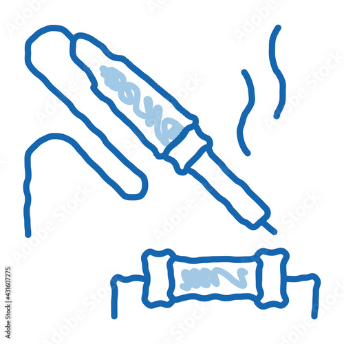 soldering iron solder resistor doodle icon hand drawn illustration