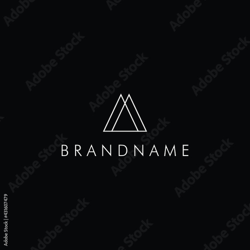 A Letter Triangle Pyramid Outline Logo Design Vector