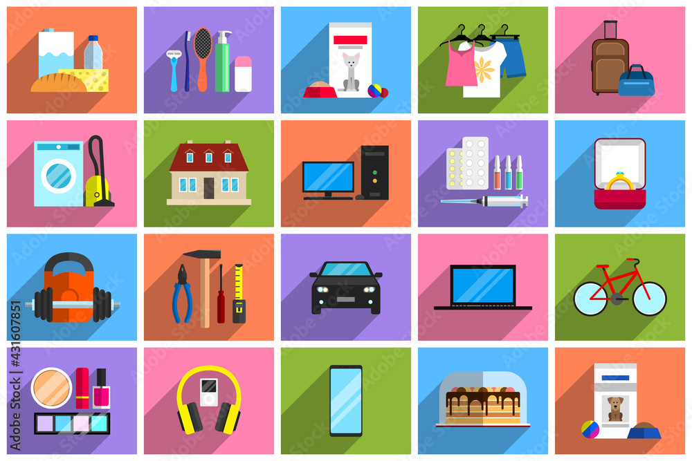 Various objects as potential purchases, concept of purchasing power Various objects as potential purchases, concept of purchasing power