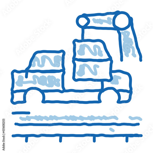 car manufacturing doodle icon hand drawn illustration