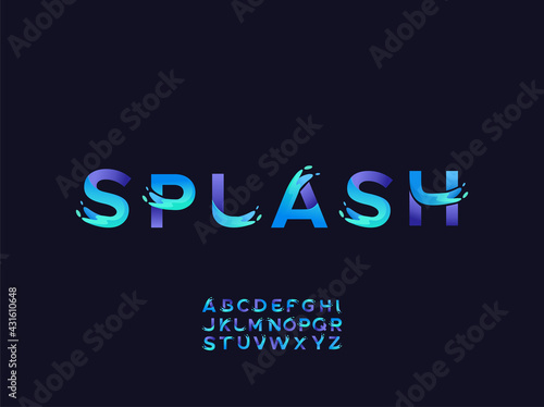 Alphabet logos with splashes. water slpash color style. Premium Vector 
