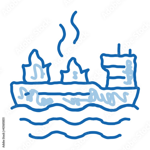 fire on ship doodle icon hand drawn illustration