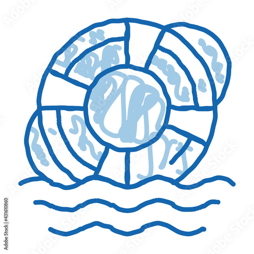 lifebuoy rescue tool doodle icon hand drawn illustration