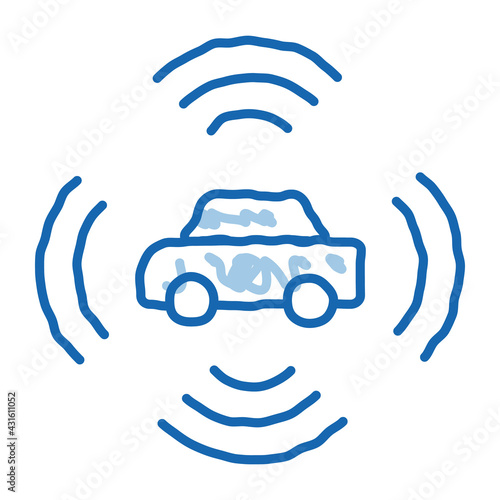 car signalization doodle icon hand drawn illustration