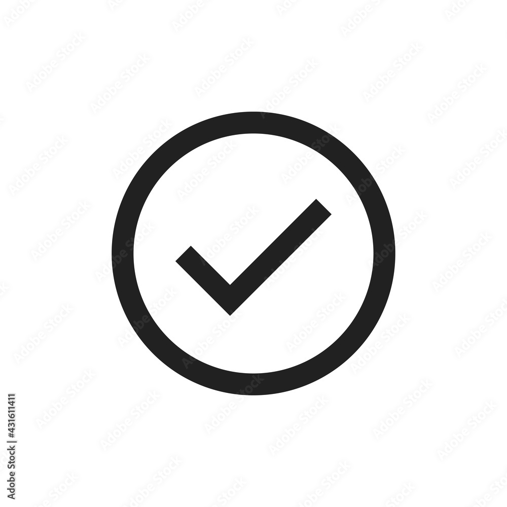 Simple check mark icon set. Yes symbol. Ok sign, checkmark in vector flat style. Simple check mark icon set. Yes symbol. Ok sign, checkmark in vector flat style.